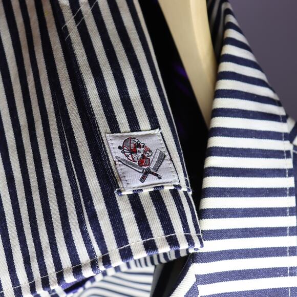 Handmade Striped Cotton Blazer w/ Satin Art Lining by Resurrection Approx 2XL - Picture 6 of 8